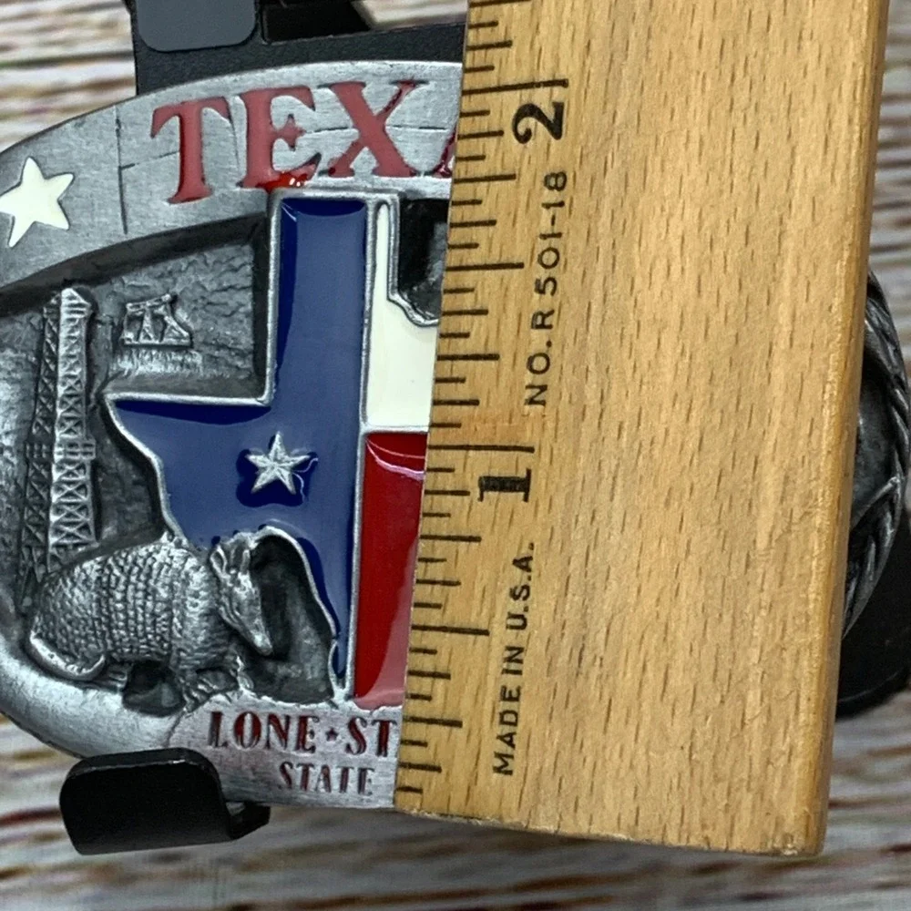 Vintage 1988 Texas Belt Buckle Lone Star‎ State Armadillo Rodeo Cowboy USA Made